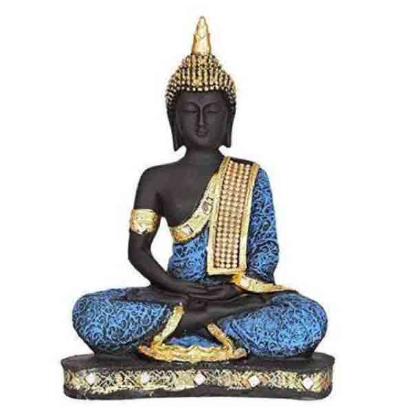 Polyresin Black & Blue Meditating Buddha Decorative Showpiece | Book Bargain Buy