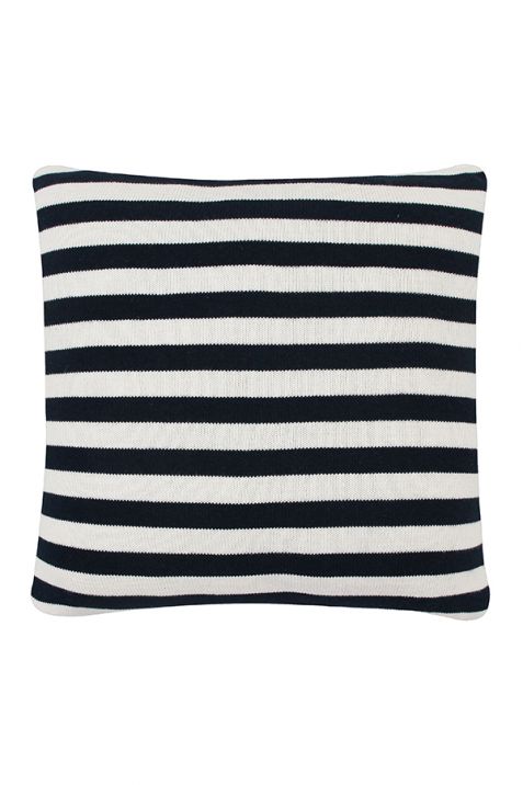Dark Navy and White Striped Cotton Knitted Cushion Cover | Book Bargain Buy