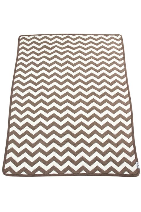 Cotton Knitted Rug White and Stone Zig Zag | Book Bargain Buy