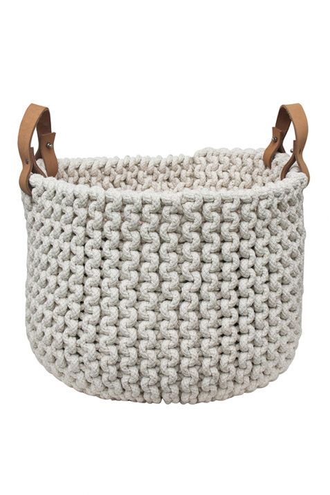 Laundry Basket Cotton Knitted in White Color | Book Bargain Buy