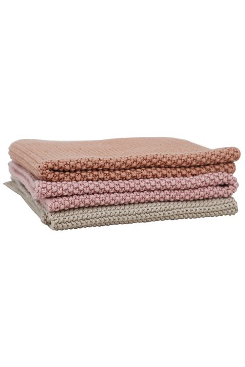 Dish Towel Knitted Set of 3 Color (Muted Clay, Light Pink, Dove Grey) | Book Bargain Buy