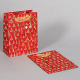 Christmas Tree Red Color Handmade Paper Gift Bags Small (Set of 2) | Book Bargain Buy