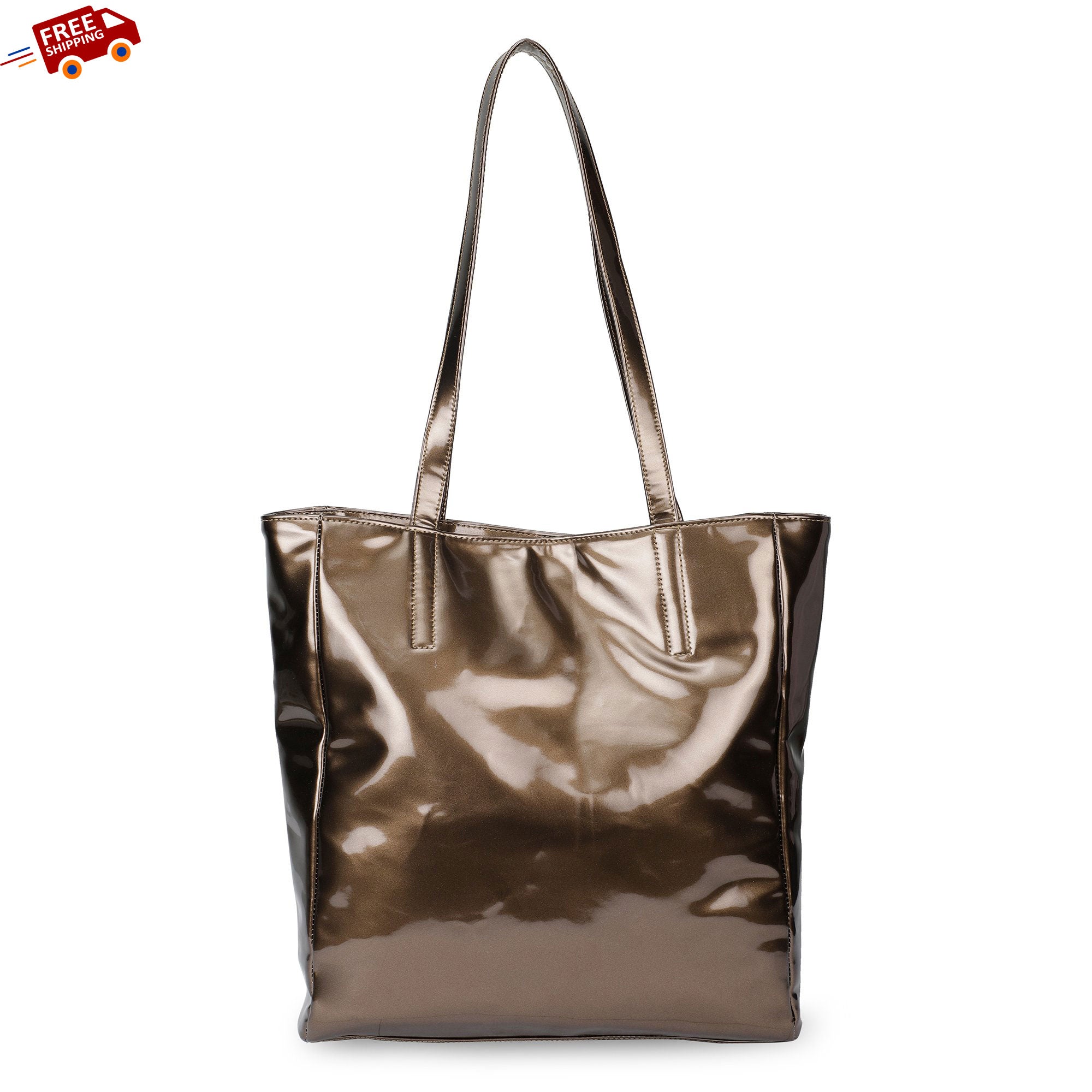 Chic Tote Oversized Handbag - Golden Brown-Book Bargain Buy 
