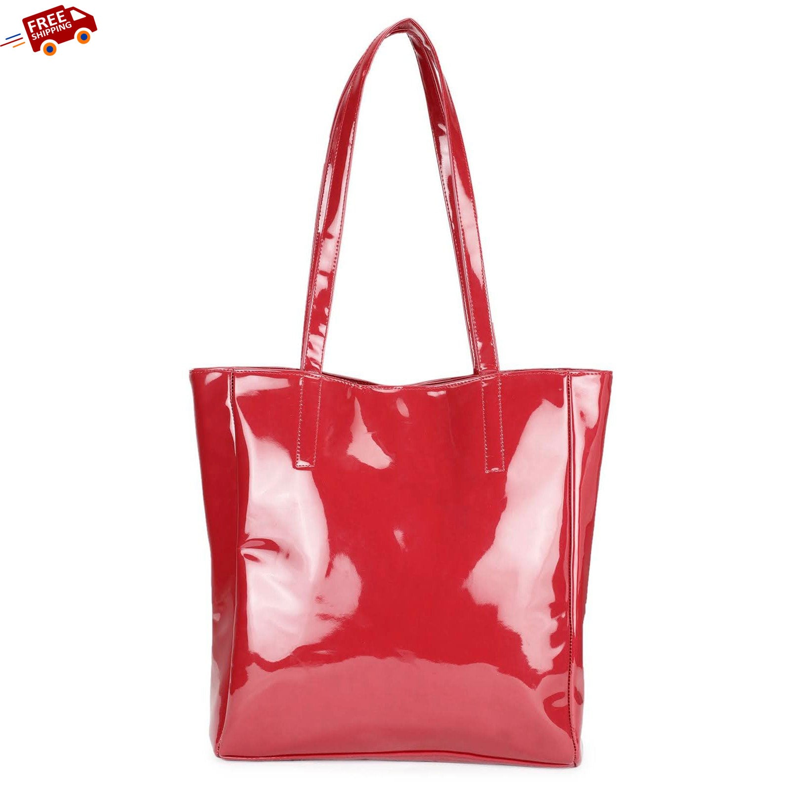 Chic Tote Handbag - Oversized, Cherry Red-Book Bargain Buy 