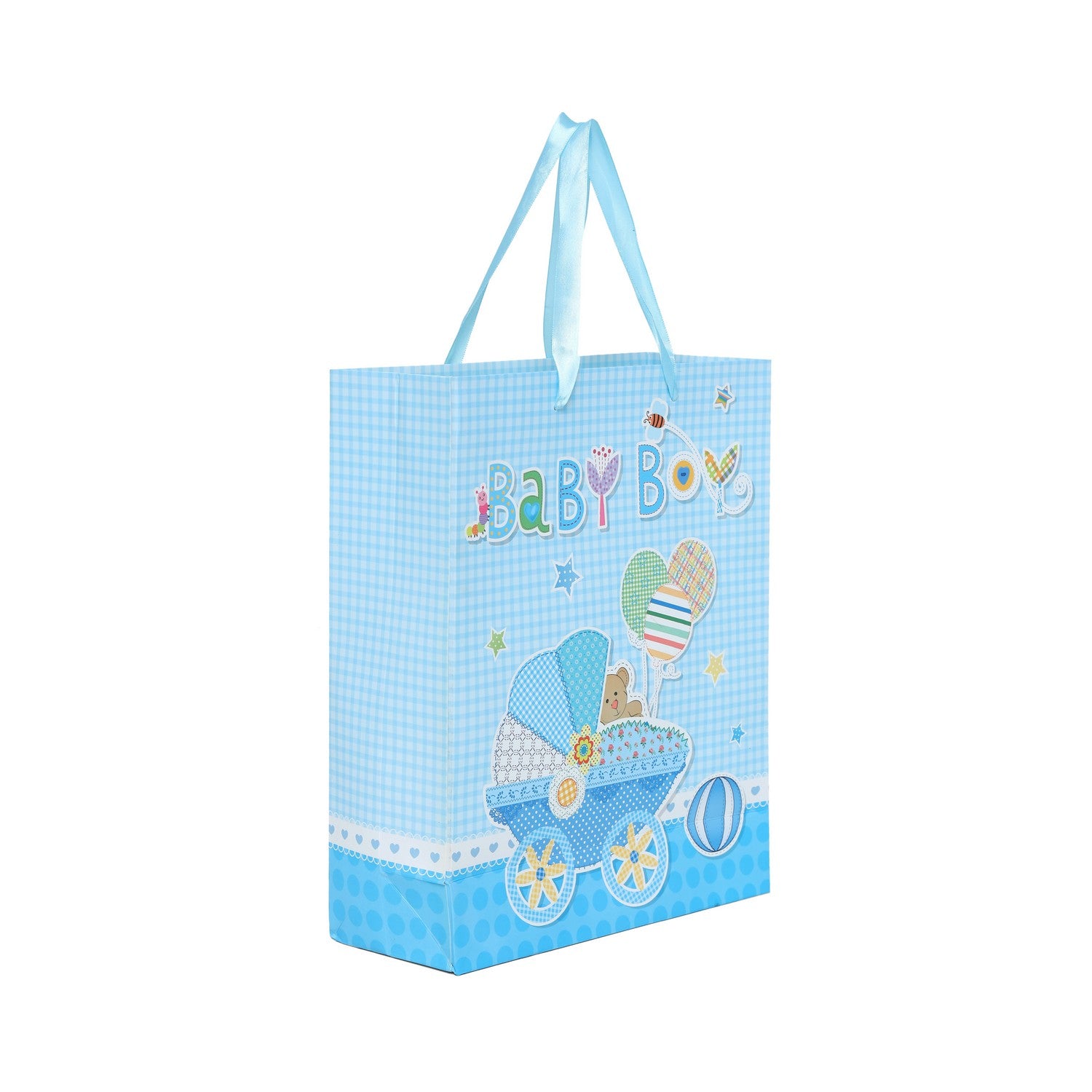 SHUBAN Baby boy annoucement Paper Bag for baby annoucement Presents for boys (32 X 26 X 10 CM ) - Set of 5 | Book Bargain Buy