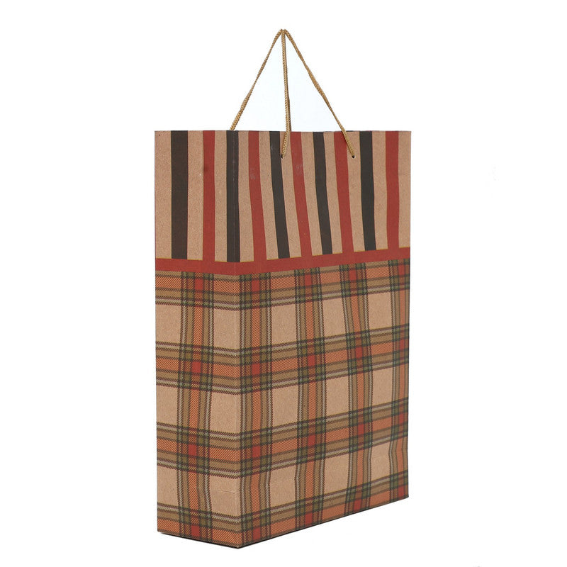 Shuban Checkbox Paper Bag for Gifting, Weddings, Anniversary, Birthday, Holiday Presents (32 X 22.5 X 8.5 CM ) - Set of 5 | Book Bargain Buy