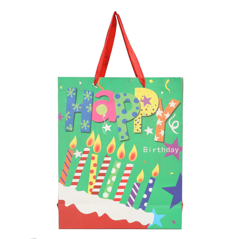 SHUBAN Birthday with Candles Paper Bag for Gifting, Birthday Presents (32 X 26 X 10 CM ) - Set of 5 | Book Bargain Buy