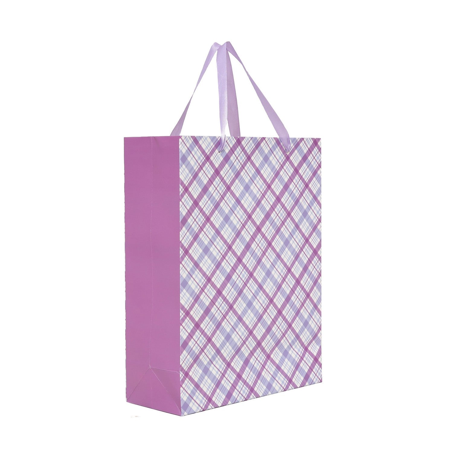 Shuban Vertical Check Box Paper Bag for Gifting, Weddings, Anniversary, Birthday, Holiday Presents (32 X 25 X 10 CM ) - Set of 5 | Book Bargain Buy