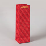 Checks Red Color Handmade Paper Wine Bag (Set of 2)