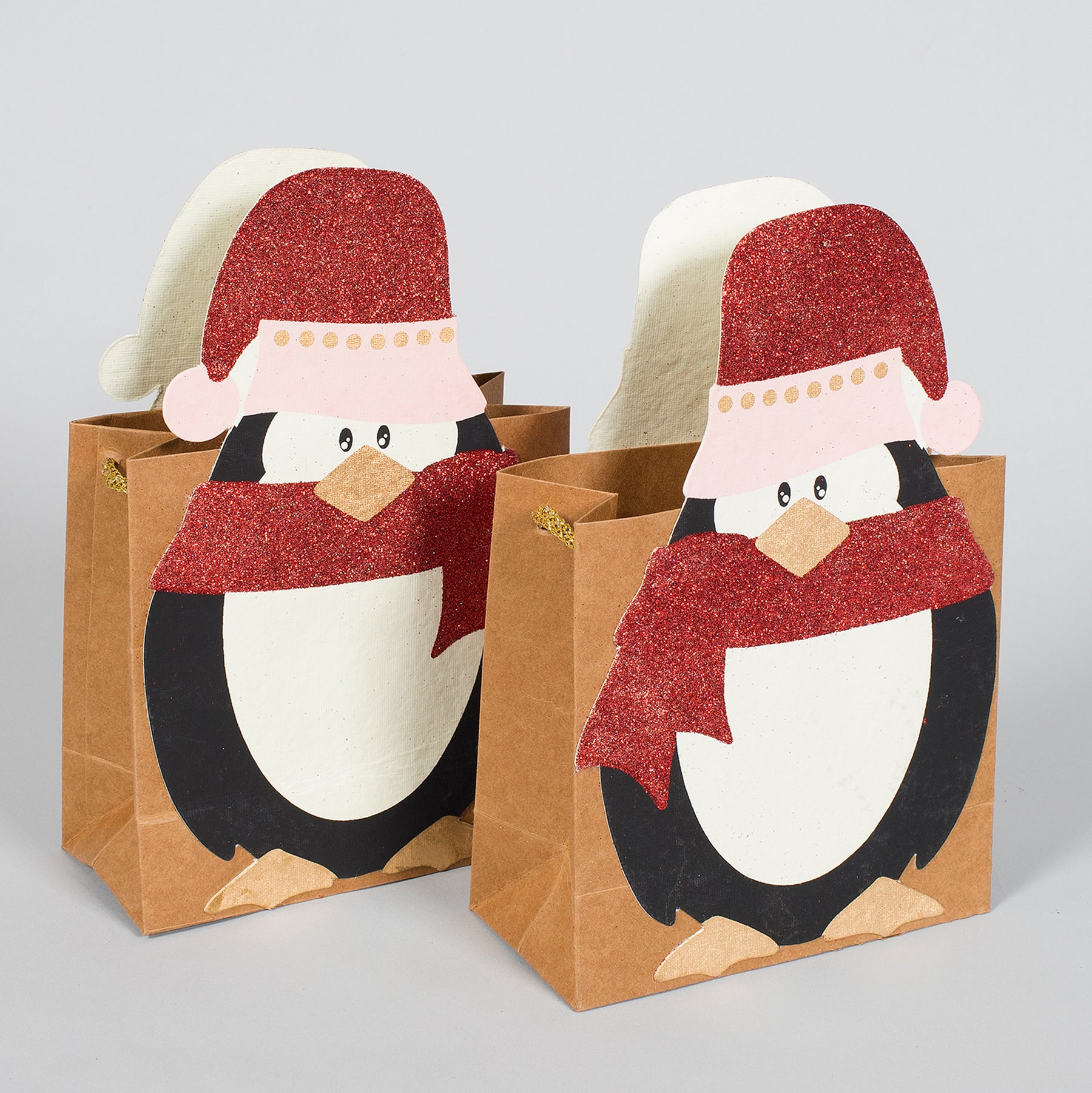 Penguin Red & Black Handmade Paper Shaped Large Bag (Set of 2) | Book Bargain Buy