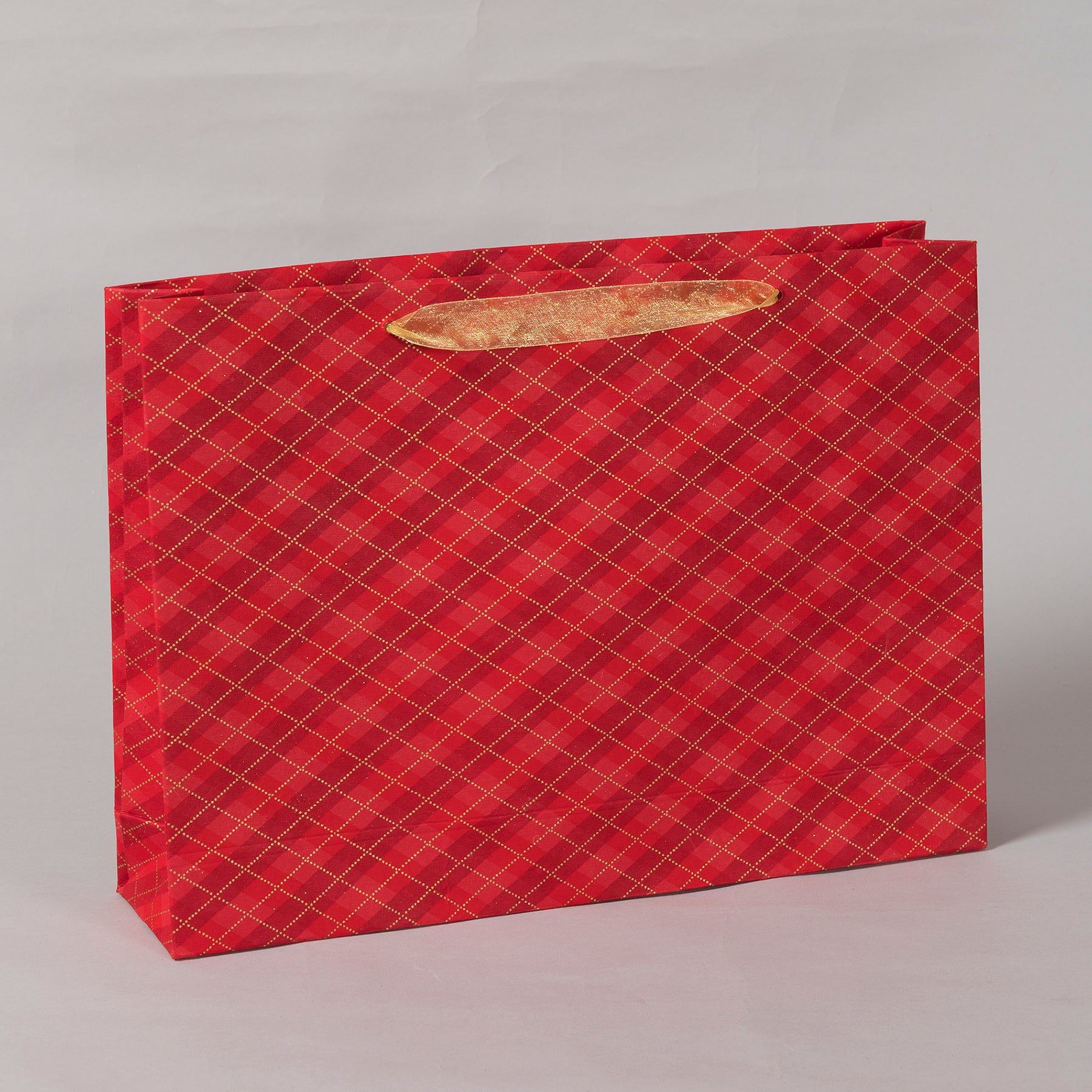 Checks Red Color Handmade Paper Sari Bag (Set of 2) | Book Bargain Buy