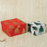 Glitter Tree Green & Red Color Handmade Paper Square Box (Set of 2) | Book Bargain Buy