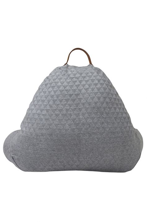 Light Grey Cotton Knitted Backrest Reading Pillow with Arms | Book Bargain Buy