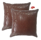 Croc-11 Square Cushion Covers without Filling - 16x16 Inch (Set of 2) | Book Bargain Buy