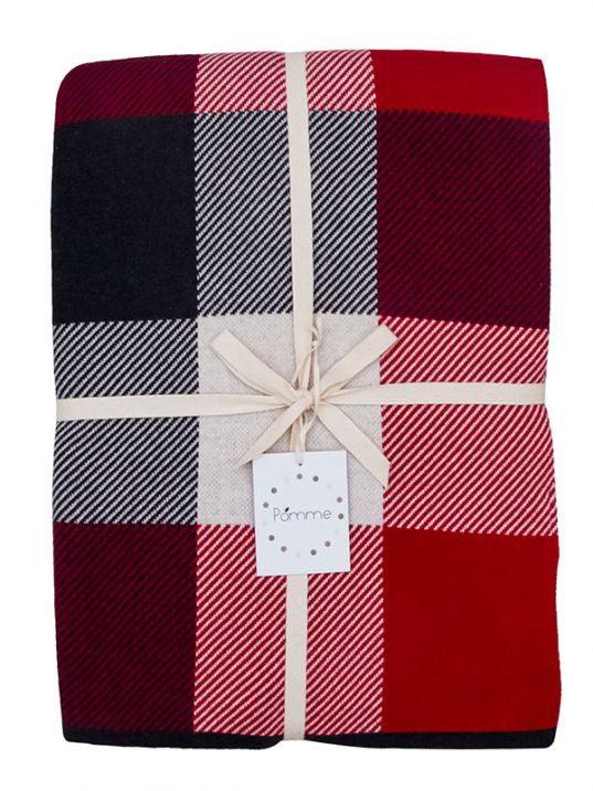 Red Check Cotton Knitted Throw (130 x180 cm) | Book Bargain Buy