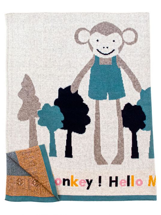 Monkey Colorfull Cotton Knitted Baby Blanket | Book Bargain Buy