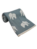 Elephant Green & Ivory Cotton Knitted Baby Blanket | Book Bargain Buy