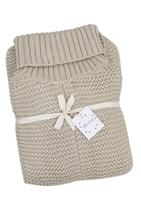 Women's Poncho Sweater Cotton Knitted in Beige Melange | Book Bargain Buy
