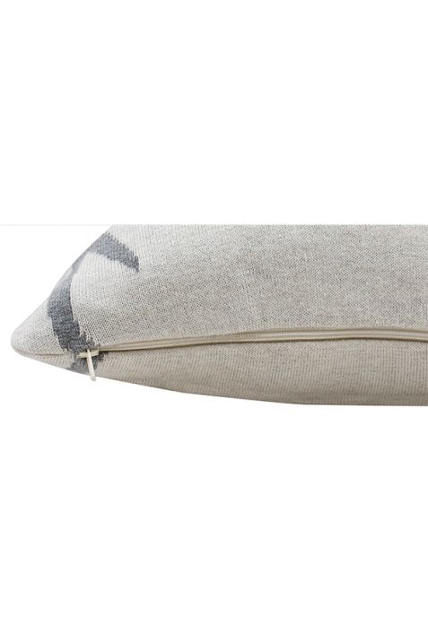 Med Grey Antler Beige Melange Cotton Knitted Baby Cushion Cover | Book Bargain Buy