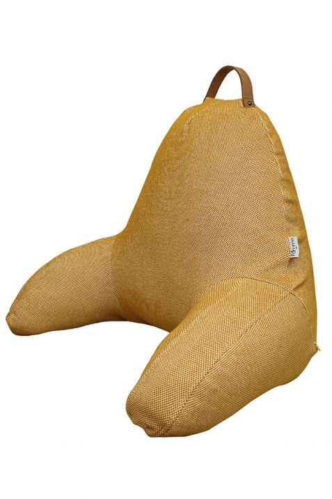 Golden Glow Cotton Knitted Backrest Reading Pillow with Arms | Book Bargain Buy