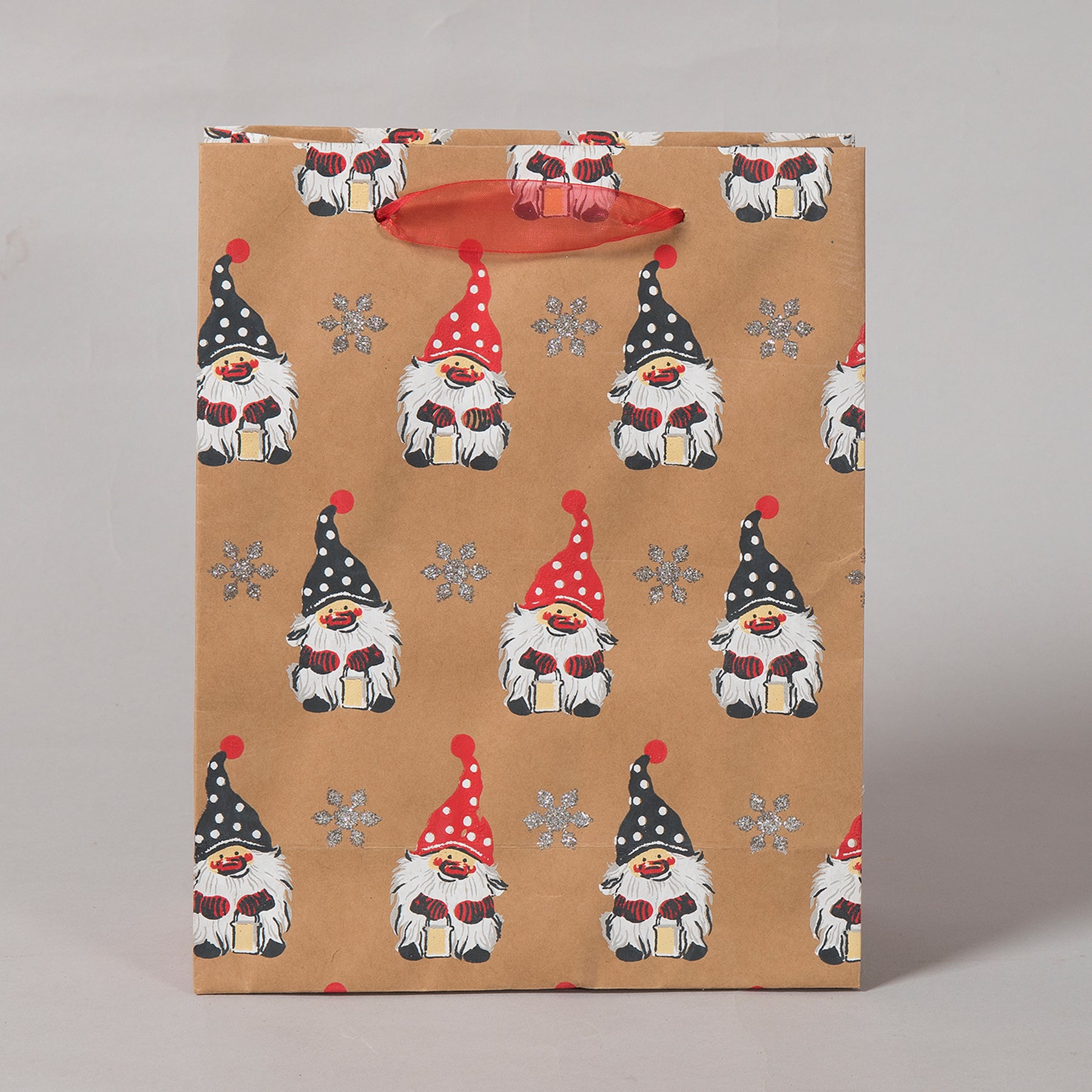 Santa Brown, Red & White Color Handmade Paper Large Bag (Set of 2) | Book Bargain Buy