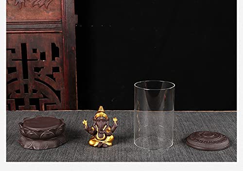 Glass Cover Ganesha Backflow Incense Burner Golden Creative Ganesha Statue (Black & Yellow) | Book Bargain Buy
