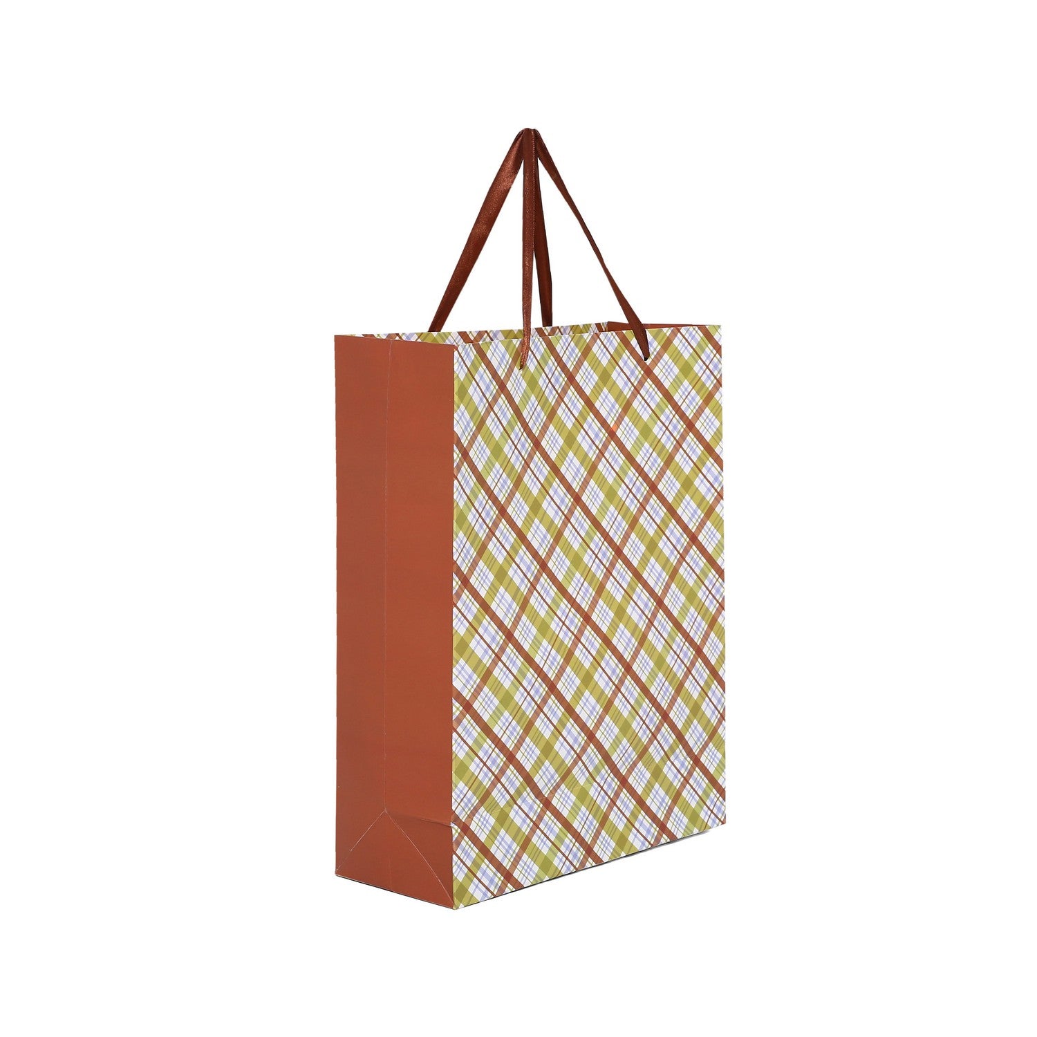 Shuban Vertical Check Box Paper Bag for Gifting, Weddings, Anniversary, Birthday, Holiday Presents (44 X 32 X 10.5 CM ) - Set of 5 | Book Bargain Buy