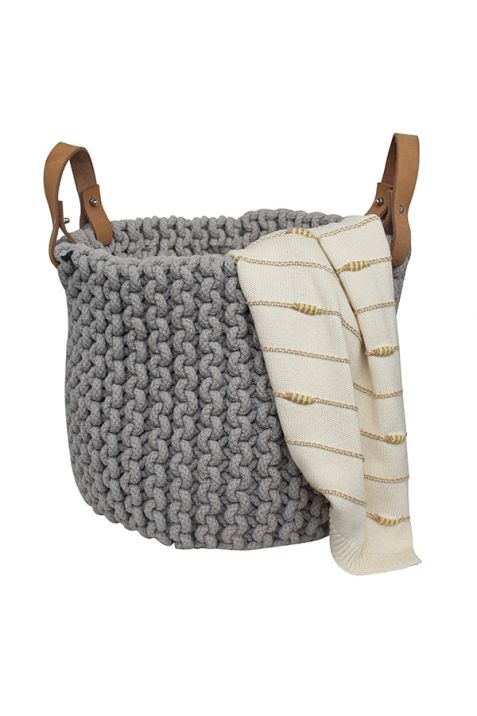 Laundry Basket Cotton Knitted in Grey Color | Book Bargain Buy