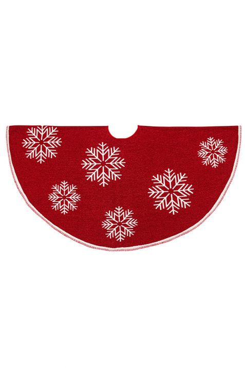 Cotton Knitted Tree Skirt Red and White Snowflake | Book Bargain Buy