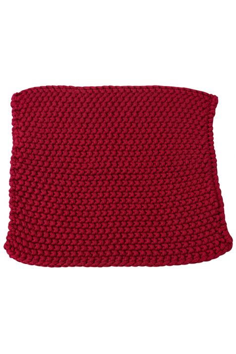 Knitted Pot Holder for Kitchen/Dining Table Set of 2 Colors (Peony, Blood Red) | Book Bargain Buy