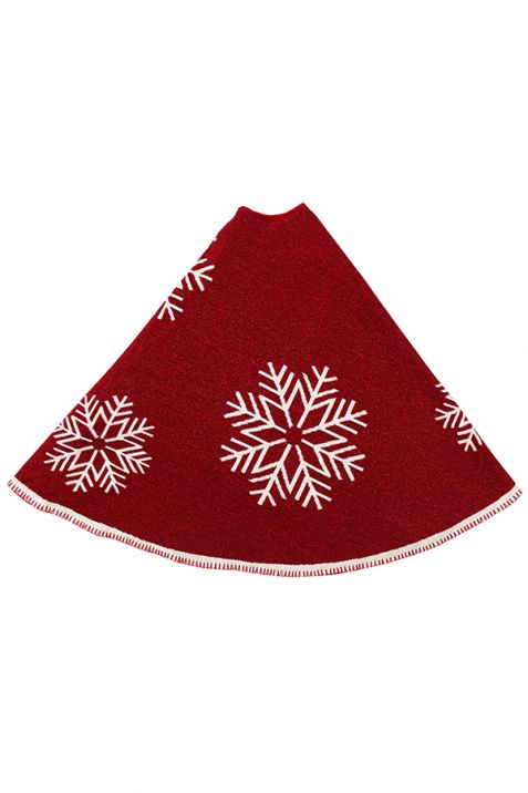 Cotton Knitted Tree Skirt Red and White Snowflake | Book Bargain Buy