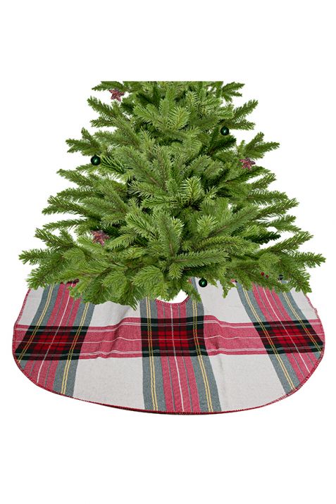 Cotton Knitted Tree Skirt Ivory Plaid Pattern | Book Bargain Buy