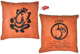 Ganesha Om Square Cushion Covers without Filling - 16x16 Inch (Assorted Set of 2) | Book Bargain Buy