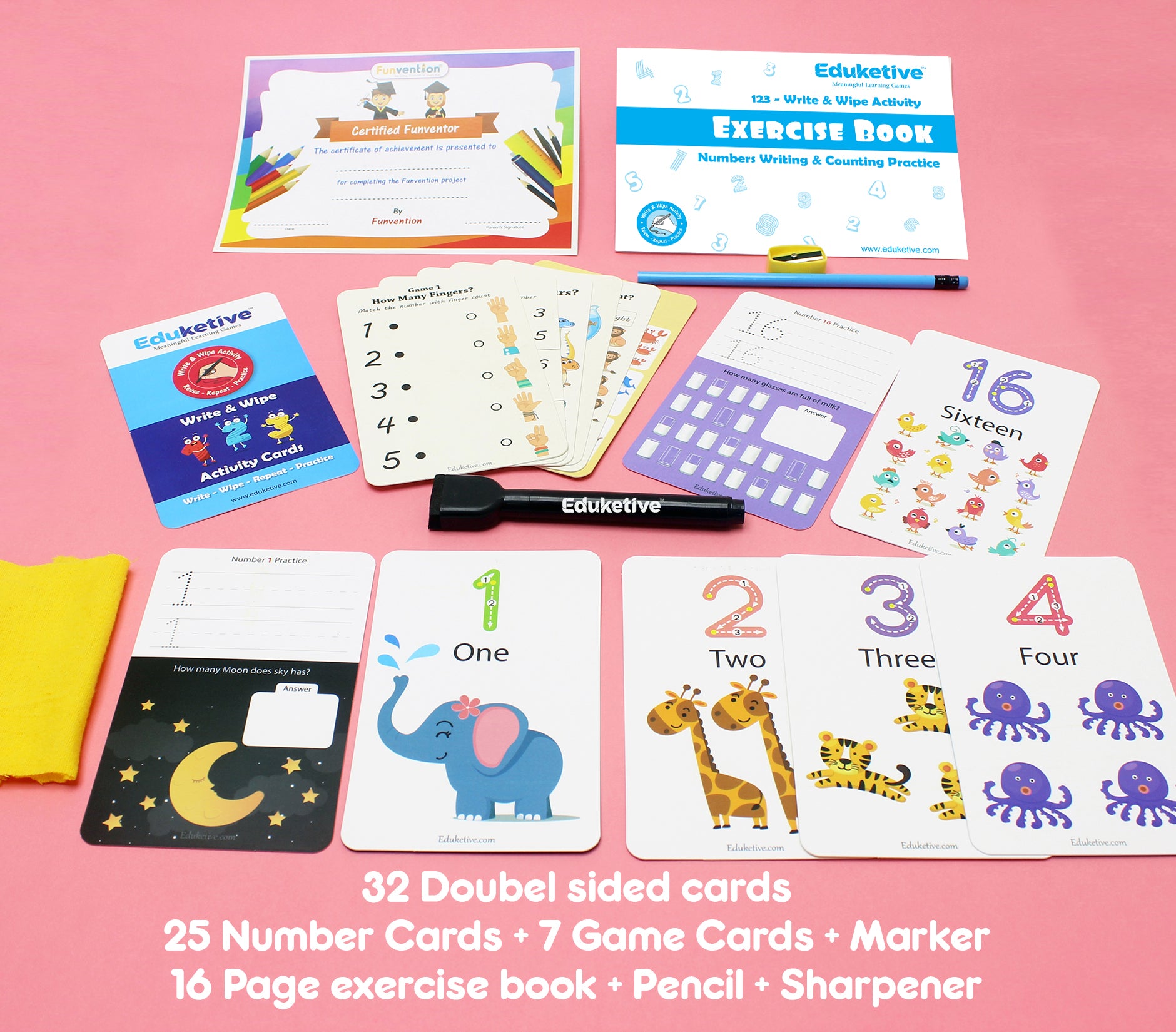 123 Numbers - Pack of 6 - Write & Wipe Activity - Birthday Party Return Gift Pack