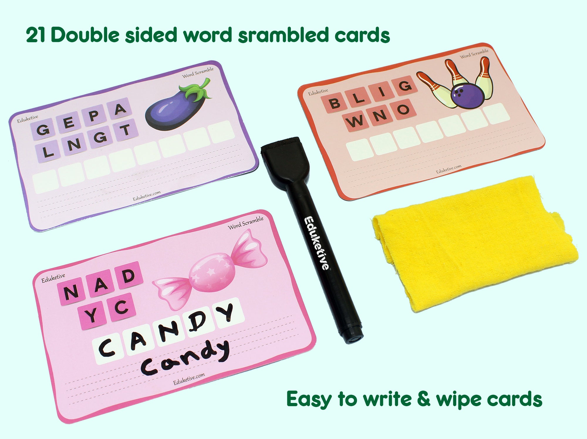 Word Scramble - Pack of 6 - Write & Wipe Activity - Birthday Party Return Gift Pack | Book Bargain Buy