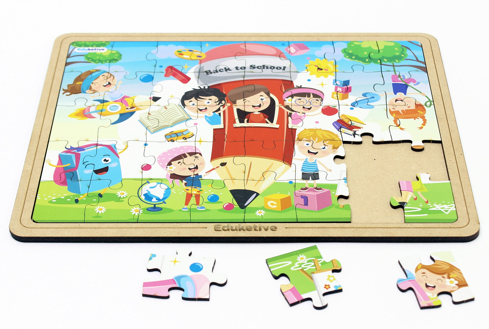 Back to School - Pack of 6 - Decorative Jigsaw Puzzles - Birthday Return Gift Pack | Book Bargain Buy