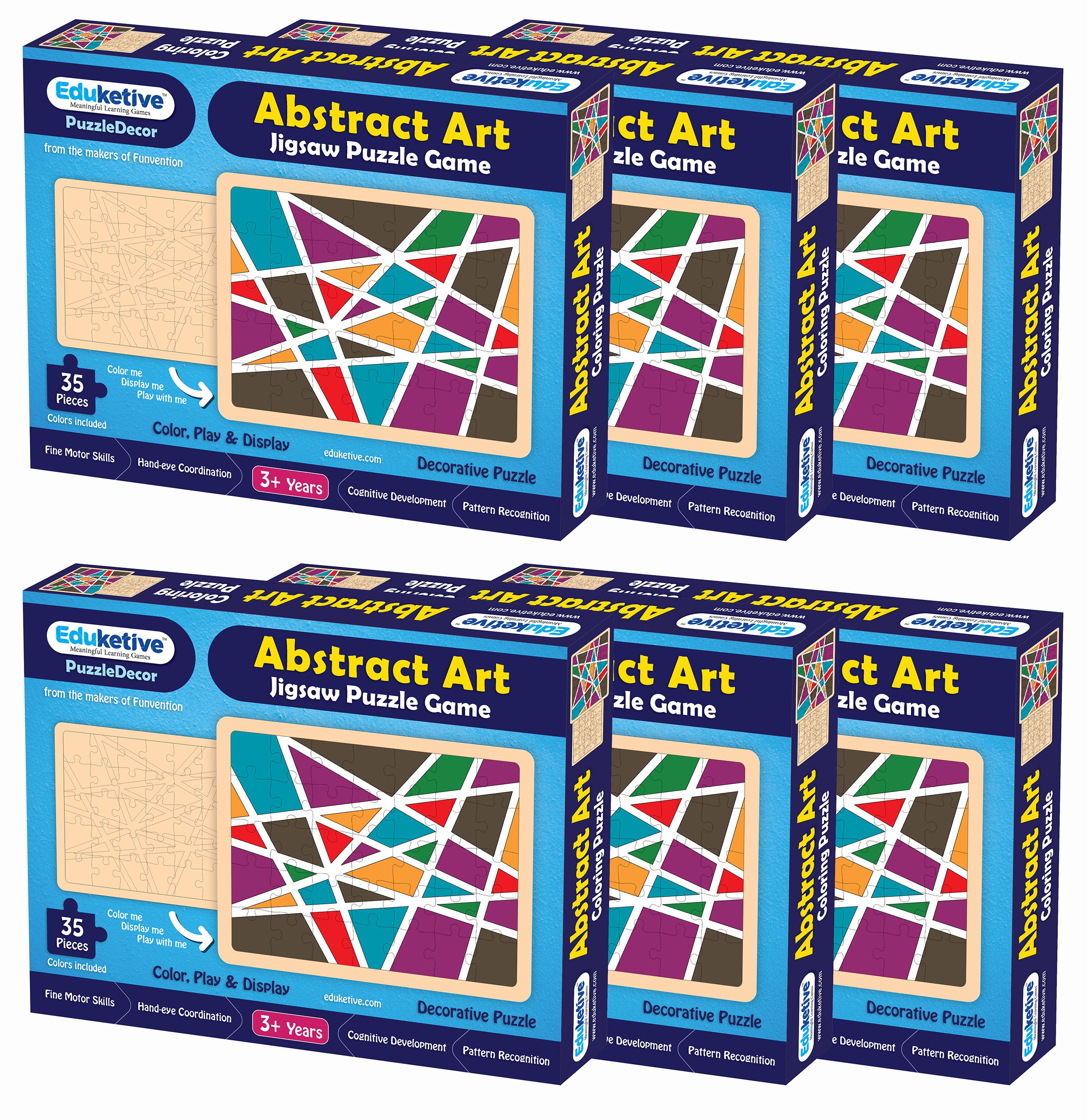 Abstract Art - Pack of 6 - Decorative Coloring Puzzles - Birthday Return Gift Pack | Book Bargain Buy