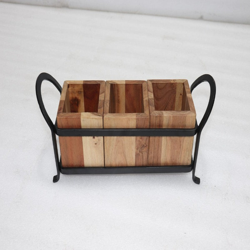 Wooden Caddy with Metal Handle (16x5x6.5" Inches) | Book Bargain Buy