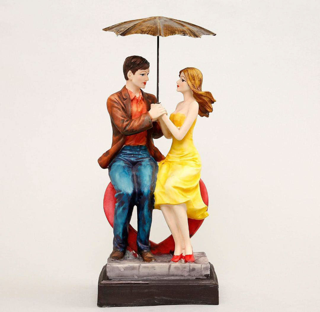 13" Inch Couple Statue with Umbrella (Design-3)