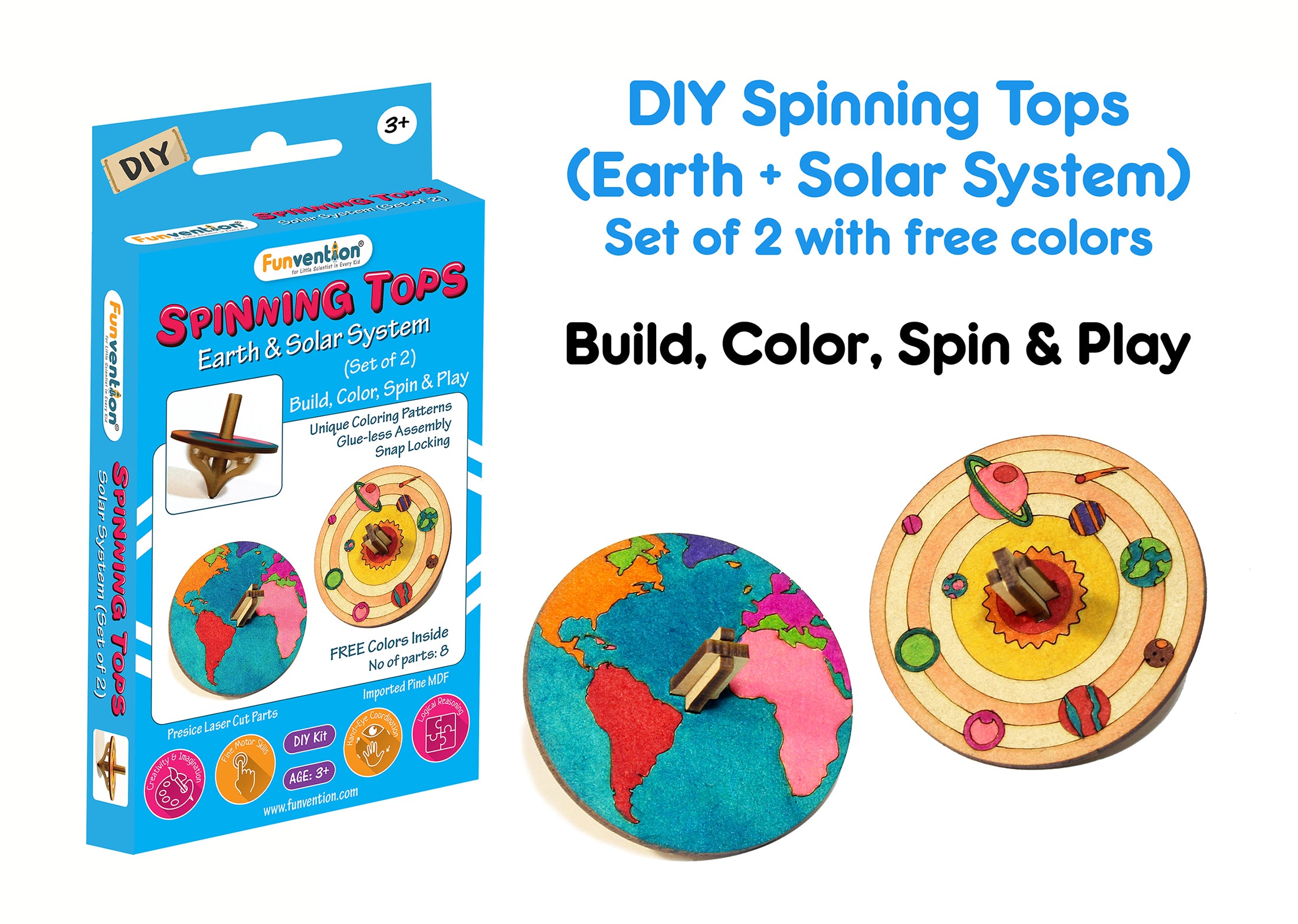 Spinning Top (Solar System + Earth) - Set of 2 | Book Bargain Buy