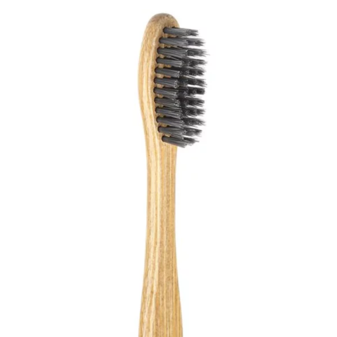 Brush with Nature - Bamboo Wood Toothbrush (Charcoal Infused Bristles)- Pair of 2 | Book Bargain Buy