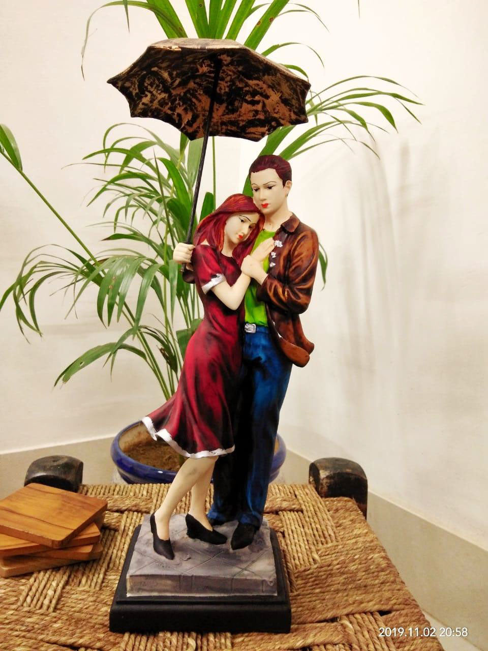 13" Inch Couple Statue with Umbrella (Design-1) | Book Bargain Buy