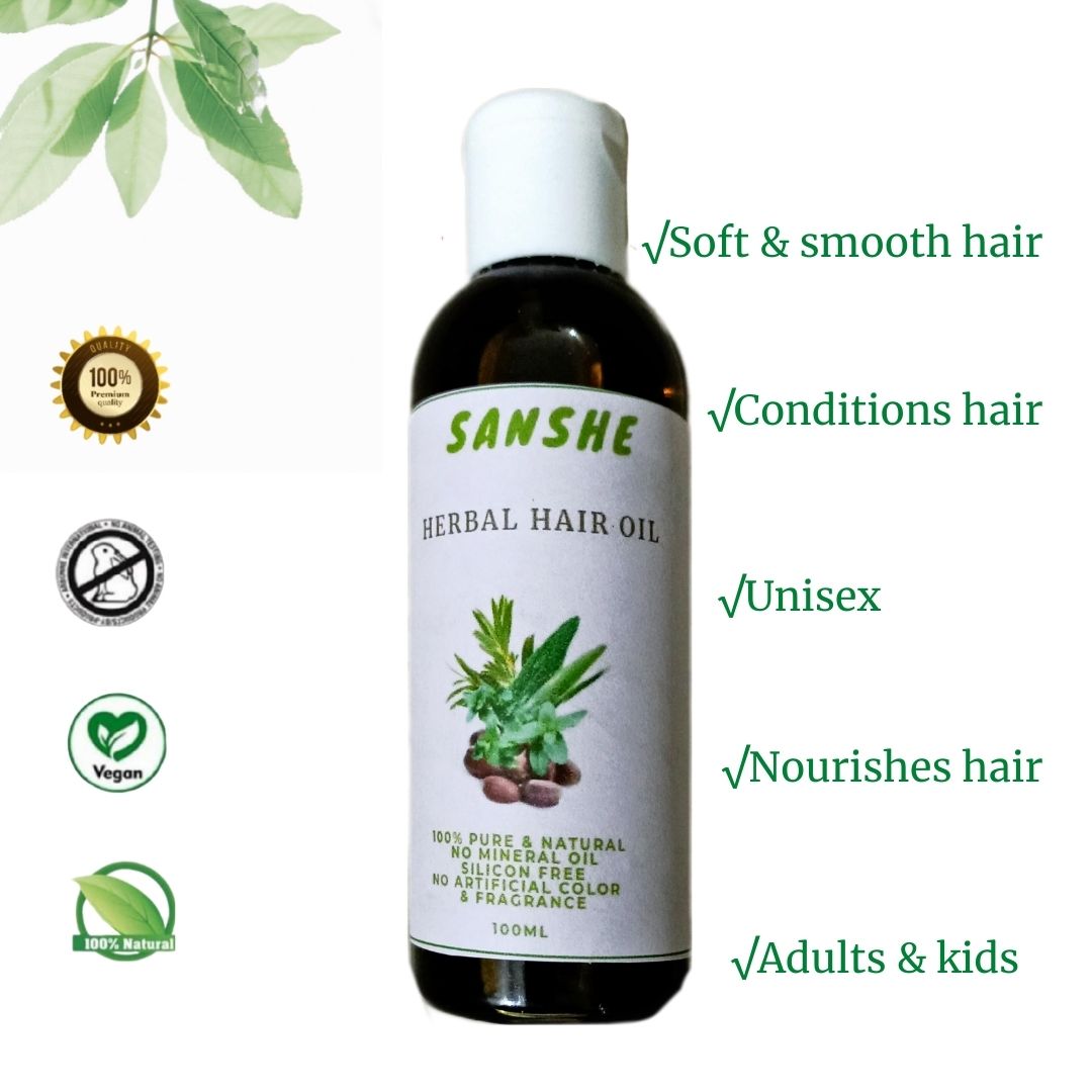 Herbal Hair Oil, Unisex, 100% Pure and Natural, with Infused Herbs, Carrier and Essential Oils, (250ml) | Book Bargain Buy