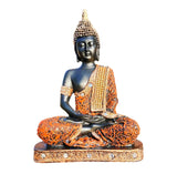 Polyresin Black & Orange Meditating Buddha Decorative Showpiece | Book Bargain Buy