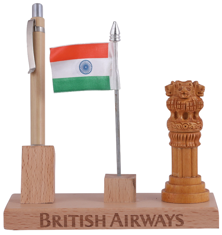 Woodhouse Wooden Flag Stand with Ashok Pillar (JP-53)