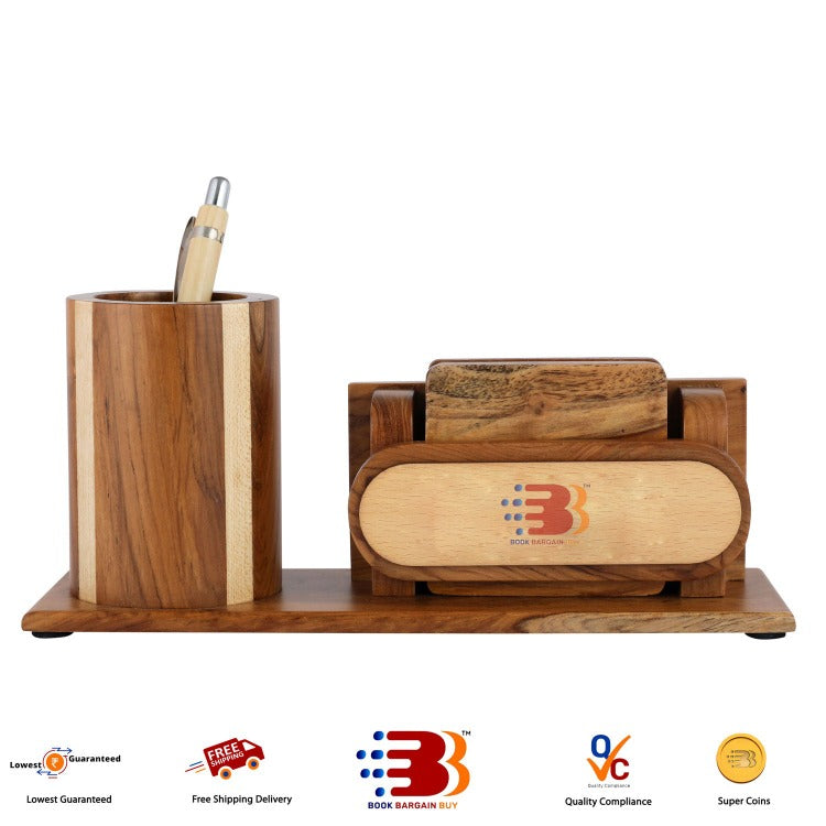 Wooden Pen Stand with Coaster Plates (JP-59)