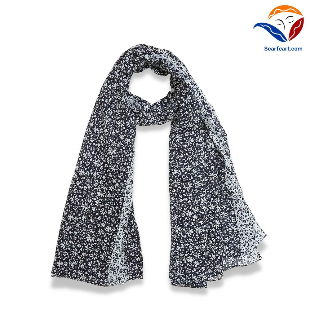 Women's Stylish End Stitched with Floral Printed Scarf (H-160 x W