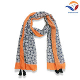 Women's Stylish Hand Knotted with Border Printed Scarf (H-160 x W-50 Cms) | Book Bargain Buy