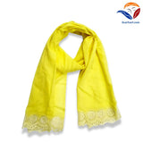 Women's Stylish Scalloped Schiffli with Solid Dyed Scarf (H-160 x W-50 Cms) | Book Bargain Buy