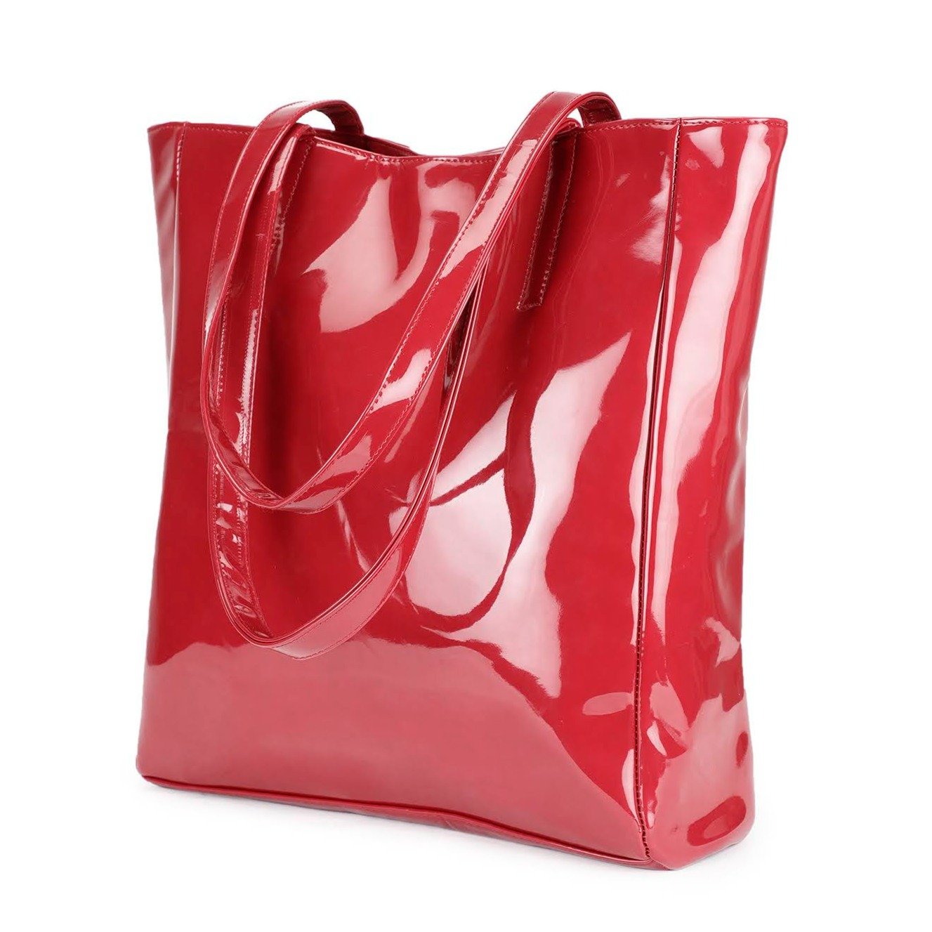 Chic Tote Handbag - Oversized, Cherry Red-Book Bargain Buy